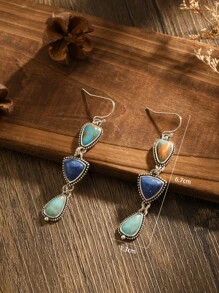 1 Pair Fashionable Vintage Unique Design Boho Style Dangle Earrings, Suitable For Women Everyday Wear