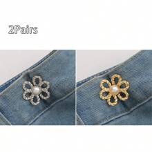 1/2/4 pares de hebillas de cintura con diseño floral, ajustadores de cintura para faldas y pantalones vaqueros - Hebillas desmontables para ajustar el tamaño de la cintura de pantalones y faldas sin necesidad de coser, herramienta perfecta para ajustar la cintura