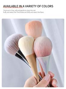 SHANGFEIYA 1pc Japanese Shape Nail Powder Brush With Iridescent Color Handle, Soft Bristle Makeup Blush Powder Brush