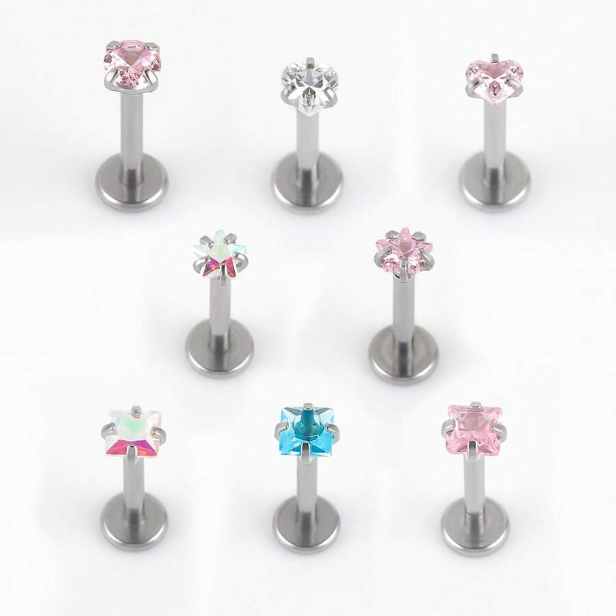 1 件不锈钢内螺纹唇环，适合女性日常佩戴 - 鋼色 - 查看 1