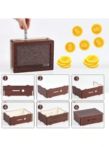 10000$ Cash Vault Wooden Savings Box Wooden Money Saver With Countdown Coin Counter Piggy Bank With Numbers Target