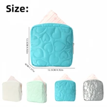 1 件简约心形系列卫生巾收纳袋，高品质便携式化妆包，可装口红、化妆刷、化妆工具、无香化妆品和护肤品、零钱包 - 彩色 - 查看 2