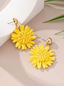 1 Pair Elegant & Romantic Raffia Flower Drop Earrings, Chic Daily And Vacation Accessory For Women