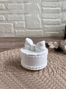 1pc Mini Bow Lid Silicone Resin Mold, For Crystal Epoxy Gypsum Cement Concrete Wedding Decor Ring Storage Mold, Jewelry Storage Mold - White - View 6