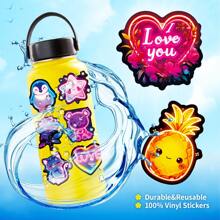 50/100张爱心霓虹贴纸，彩色霓虹涂鸦贴纸，可用于DIY笔记本、笔记本电脑、手机壳、水瓶、吉他、行李箱、滑板、头盔、汽车，防水乙烯基贴纸，适合青少年和成人 - 彩色 - 查看 7