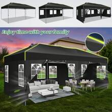 tooluck Folding Pavilion 3x6m Pop-Up Tonnelle Gazebo Carpas Cenadores Waterproof Stable Winterproof Foldable Party Tent With 6 Side Walls UV Protection Garden Pavilion With Reflective Strips And Ventilation Opening - Black - View 5