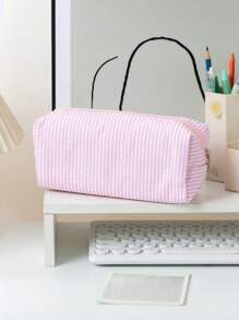 1 Piece Seersucker 学生桌面文具整理铅笔盒，刺绣条纹旅行大容量收纳袋，化妆包，用于文具、化妆品和零钱化妆包学校用品旅行必需品化妆包节日必需品化妆包化妆袋化妆品收纳袋节日冬季豹纹腊肠犬女士礼物 - 彩色 - 查看 13