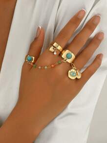 3 件套几何复古波西米亚风格女士戒指