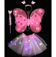 Butterfly Fairy Led Light Costume Set. - Pink - View 3