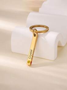 1 stuk gepersonaliseerde verjaardagssteen sleutelhanger, unieke minimalistische lange staaf, veelzijdige personalisatie, personalisatie van naam, mobiel telefoonnummer, sleutelhanger, decoratie van tasrits, dagelijks veelzijdig, festivalcadeau.