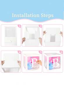 婴儿白色气球盒，带 30 个字母 A-Z 和 BABY 字母，4 个白色气球盒，用于婴儿洗澡展示女孩男孩积木生日派对装饰品婴儿生日派对 ONE 婚礼求婚装饰气球盒 - 白色 - 查看 9