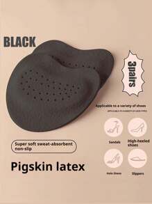 1-5 Pairs Leather Forefoot Pads For High Heels, Soft Shock-Absorbing, Sweat-Absorbing And Anti-Slip, Suitable For Summer Sandals, Self-Adhesive Invisible Anti-Slip Forefoot Pads - Black - View 4