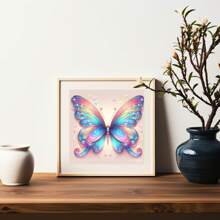 1pc Butterfly 5D Diamond Painting Kit - Adult DIY Full Round Diamond Painting Canvas Art Set With Tools, Home Decor Wall Handcrafts, Unframed 7.87x7.87 Inch