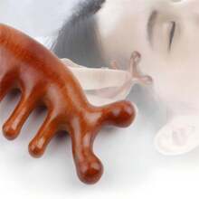 2pcs Sandalwood Massage Comb, Enhance Scalp Health Gua Sha Tool, Meridian Massage Comb With 5 Teeth, No Handle, Traditional Chinese Acupuncture Head Brush To Improve Blood Circulation
