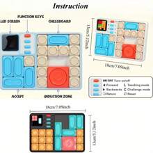Interactive Sliding Puzzle Game - 500+ Challenges Brain Teaser , 7 Difficulty Levels, Educational Travel Toy With Storage Area, Ideal For Birthday And Christmas Gifts-Without Battery