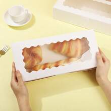 20Pcs, White Cookie Boxes With Window ,Bakery Box With Window For Treats,12.5 X 5.5 X 2.5 Inches Chocolate Covered Strawberries Boxes Treat Boxes Bakery Supplies For Pastries, Desserts, Donuts, Muffins - White - View 6