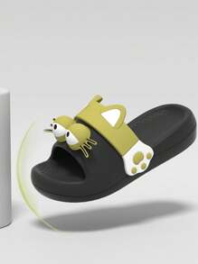 Cross-Border Spring/Summer New Cartoon Cat EVA Soft Bottom Casual Versatile Couple Outdoor Beach Sandals, Simple Indoor Bathroom Shower Anti-Odor Anti-Slip Slippers - Black - View 2