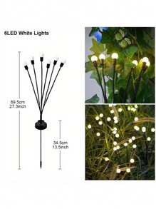 1/2 paquetes de luces solares para jardín, luces solares exteriores de 6/8/10 LED, luces decorativas exteriores, luces solares oscilantes, luces de luciérnagas para patio, camino y decoración exterior, luces solares oscilantes de bombilla grande