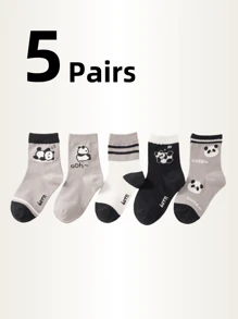 10pcs/5pcs Cute Cartoon Panda Children's Socks, Colorblock, Printed, Boys, Girls, Moisture Wicking, Mid-Calf Socks, Spring, Summer, Autumn, Athletic Socks, Girl Gifts, Boy Gifts, Mom Gifts, Dad Gifts, Girls Summer Clothes, Boys Summer Clothes, Holiday Gifts - Multicolor - View 13