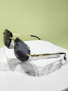 1 pieza Gafas sin marco de estilo retro geométrico bohemio, de moda y versátil para conducir, fiestas, acampar, la playa, adecuado para varias ocasiones, elegante estilo occidental Y2K para vacaciones de verano en la playa, al aire libre, viajes