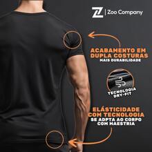 Men's Short Sleeve Dry Fit Gym Fitness T-Shirt Lisa Plus Size Zoo - 白色的 - 查看 3