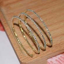 1pc European & American Fashion 3-Row Hollow Bracelet, Sweet Rhinestone Bangle, Charming Party Accessory, Ideal Gift For Girlfriend