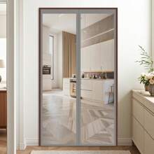 قطعة واحدة ستائر شبكية مغناطيسية للباب مصنوعة من الألياف الزجاجية بتصميم حديث بسيط، ستارة شبكية متنفسة لمنع البعوض للصيف، ستارة للباب ذاتية الإغلاق للغرفة والشرفة والمطبخ والمرآب ديكور المنزل