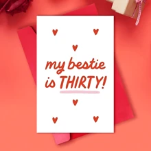 1pc Funny My Bestie Is 30 Birthday Card | 30th Birthday Age Card, Thirty Birthday Card, Bestie Card, Bestie's Thirtieth Birthday, 30th Suitable For All Occasions April Fool's Day Easter Day Teacher's Day Father's Day Mother's Day,Back To School,School Supplies - Multicolor - View 2