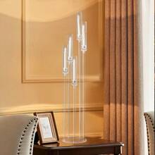 1 Set 8 Arms Clear Candlesticks Holder For Wedding Decorations,38.5 Inches Tall Arcylic Candelabra Candle Holder With Shade For Valentines Day Events Party Table Centerpiece,Fit LED Candles - transparent - 查看 5