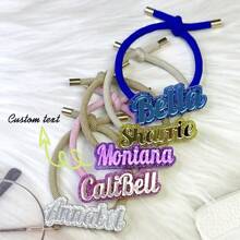 1 szt. spersonalizowana akrylowa gumka do włosów z imieniem, błyszcząca gumka do włosów w kolorze makaronika, DIY akcesorium do włosów - spersonalizowany prezent, prezent urodzinowy, prezent na imprezę, prezent rocznicowy, wyjątkowy prezent na akcesorium do włosów, akcesorium do włosów na ślub