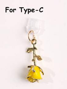 1 pezzo Tappo antipolvere con fiore di rosa 3D multicolore, accessorio pendente in metallo lega di stile retrò romantico di alta moda Y2K, ornamento trasparente in silicone per telefono, auricolare, tablet, Kindle, regalo ideale per San Valentino, per coppie e migliori amici, impermeabile e anti-polvere per porta di ricarica, compatibile con Lightning/Type-C, protegge saldamente la porta di ricarica
