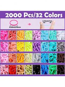 32 Colors Small Hair Rubber Bands With 16 Hair Styling Tools, 1800 Pcs Elastic Girl Baby Hair Ties Mini Hair Bands With Hair Elastic Cutter Hair Accessories Xmas Stuff For Girls Baby Toddlers Kids