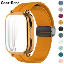 Magnetisches Silikonarmband + Hülle kompatibel mit Xiaomi Redmi Watch 5 Active Lite Smartwatch Armband und Hülle kompatibel mit Redmi Watch 5 Active Lite