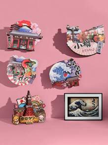 1 件日本城市 3D 环氧磁性冰箱贴