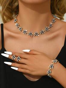 4pcs Women Wedding Party Pearl Jewelry Set