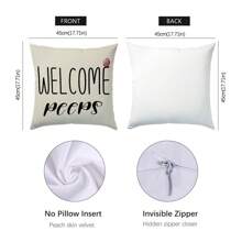 4 件套复活节复古黑白格子兔子枕套套装，单面印花毛绒天鹅绒，45 * 45 厘米/18 * 18 英寸靠垫套适用于现代布艺沙发室内装饰、派对装饰、礼物 - 彩色 - 查看 3