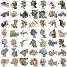 Bộ 50 miếng dán Graffiti chân dung ghép ảnh, thích hợp dán hộp đựng bút chì đàn guitar, kẹp tóc, bình nước, cặp, mũ bảo hiểm, ván trượt tuyết, máy tính xách tay, ốp điện thoại, tủ lạnh, cửa ra vào, hành lý. - Nhiều màu - Xem 6