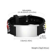 1 pieza Brazalete/Pulsera de acero inoxidable con silicona con patrón lindo grabado con láser con nombre personalizado, longitud de 13-16.5cm, Identificación médica roja, nombre personalizado, adecuado para uso diario, regalo de regreso a la escuela, rojo/azul/rosa - estilo - Ver 8