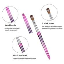 100% 纯 Kolinsky 3D 艺术指甲刷 VithGradient 粉色手柄，艺术设计粉指甲刷笔用于指甲延长和雕刻，丙烯酸应用工具