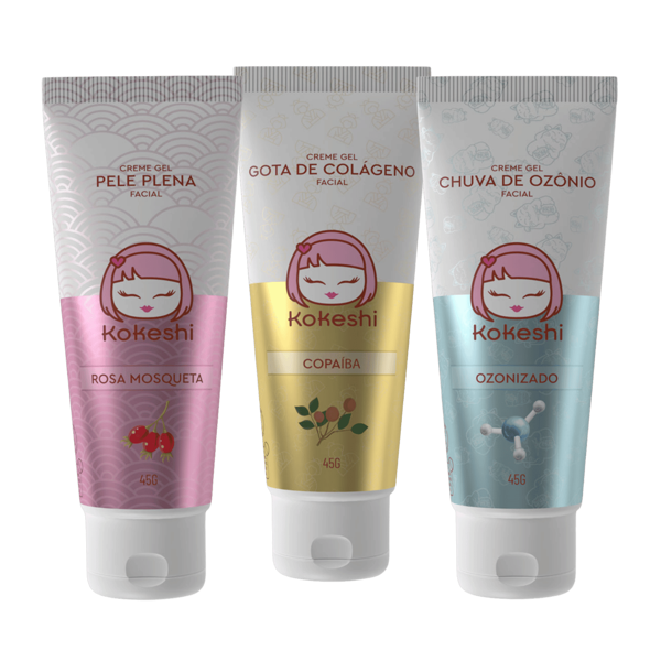 KOKESHI Kit Linha Ozônio Kokeshi com 3 unidades Óleo de Girassol