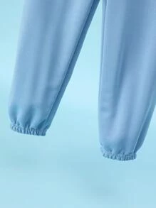 男童纯色休闲长裤，宽松运动裤，春秋季 - 藍色 - 查看 5