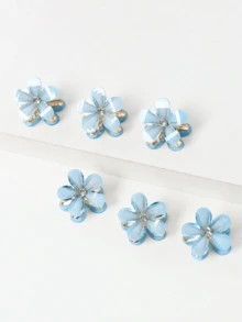 6pcs Minimalist Metallic Floral Small Hair Clips Girl Side Bangs Clips - Multicolor - View 4