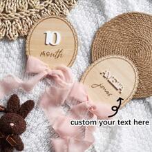 Customized Wooden Lace, Ribbon Bow, Interchangeable Milestone Cards | Personalize With Name, Baby Monthly Milestones, Nursery, Baby Shower Gifts,Graphic Print