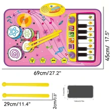 1 Set Kids Musical Pad With 2 Drumsticks, Learning Floor Mat, Indoor Interactive Puzzle Toy, Birthday Gift