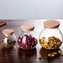 硼硅酸盐玻璃密封储物罐 - 1 个圆形罐，带软木盖，用于茶、糖果、零食和香料 - 易于密封，可手洗厨房收纳盒，适合返校 - 彩色 - 查看 9