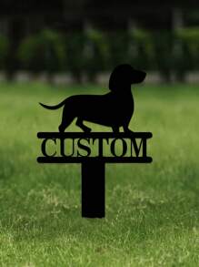 1pc Customizable Dachshund Yard Sign Stake - Decorative Signs & Plaques - Personalized Dog Name Plate, Metal Garden Decor, Unique Gift For Dog Lovers, Outdoor Decoration, Weather-Resistant, Easy Installation - Black - View 3
