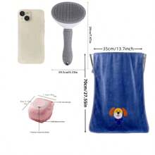 Cat/Dog Lover Gift And Dog/Cat Mom Love Pet Bath 3-Piece Set, Cute Bath Towel (Super Absorbent With Cute Embroidery) + Cat/Dog Lover Gift And Dog/Cat Mom Love Pet Bath Brush (Built-In Soap Sink) For Cat Lover And Cat Mom Loves And Dog Lover And Dog Mom Loves + Cat/Dog Lover Gift And Dog/Cat Mom Love Pet Grooming Brush (Cat/Dog Lover Gift And Dog/Cat Mom Love Pet Massage Brush, Jump Brush)