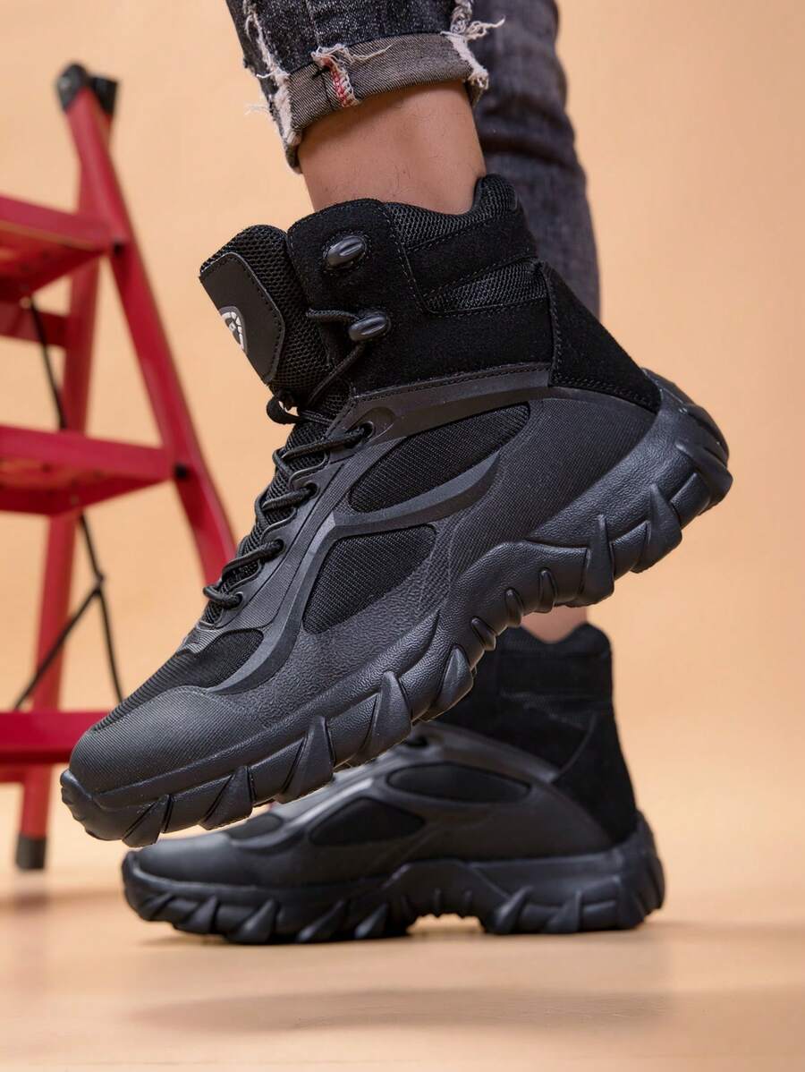 Botas tácticas de entrenamiento negras y botas de motocicleta color desierto - Botas profesionales para excursionismo de invierno de tela de malla y EVA con suela de goma