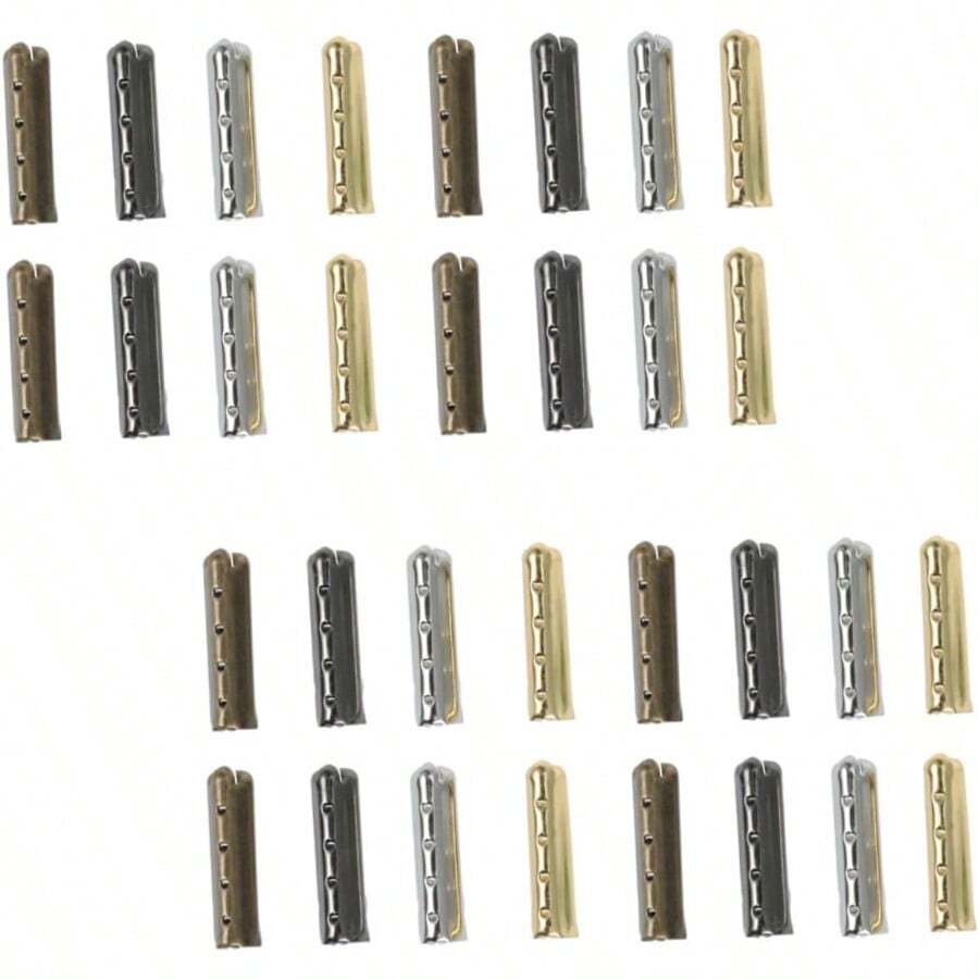 GLSTOY 100Pcs Punta Metálica Para Cordones De Zapatos Reemplazo De Agujetas Con 4 Agujeros Accesorios Para Reparación De Calzado En Colores - Negro - Ver 1