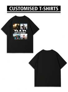 Customized Personalized Mother's Day/Father's Day/Boyfriend Gift Men's T-Shirt, Customize Your Text And Photos, Customize Your Name, Custom Selfie/Baby/Friend/Idol/Couple/Family/Party/School/Sports/Pet Love Photos Printing, Logo/Business/Company Party Uniform, Birthday Gift, Holiday Gift, Party Gift, Wedding Gift, Friend Gift, Anniversary Gift Ornamental,Dawg Stylish,Fashion,Hipster,Contracted,Easy Costume,Modest Fashion,Minimal Chic,Casual Custom,Unique,Personalized Ideal Gifts For Him Family,Boyfriend,Friends,Children,Customized Men Tops,Street Casual Chic - Black - View 4